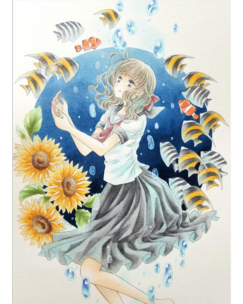 Sale送料無料 夏の海 コピック イラスト 日本正規品3年保証 ハンドメイド 日用品 インテリア Roe Solca Ec